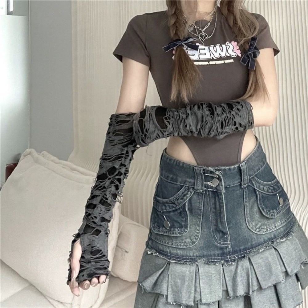 Sarung Tangan Punk Panjang Gay - Fingerless Glove Knit ulasan dan harga