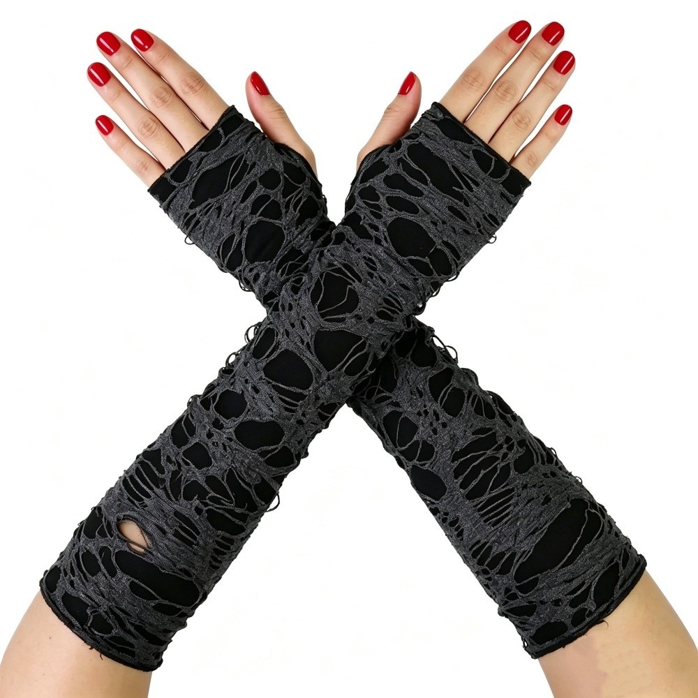Sarung Tangan Punk Panjang Gay - Fingerless Glove Knit ulasan dan harga